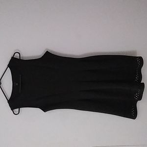 Ann Taylor Black Sleeveless Pleated Dress